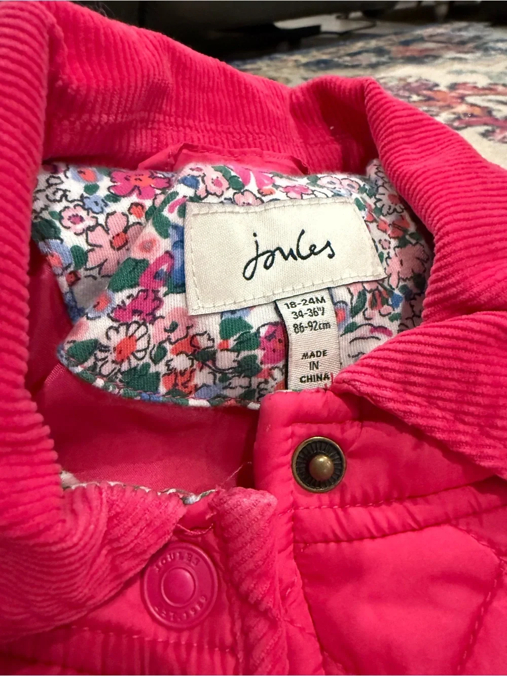 Joules Hot Pink Quilted Jacket with Floral Lining & Joules Pullover
